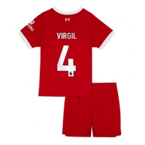 Liverpool Virgil van Dijk #4 Dětské Domácí dres komplet 2023-24 Krátký Rukáv (+ trenýrky)